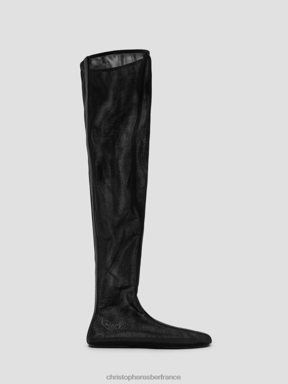 botte en maille transparente 4680H199 noir chaussure Christopher Esber