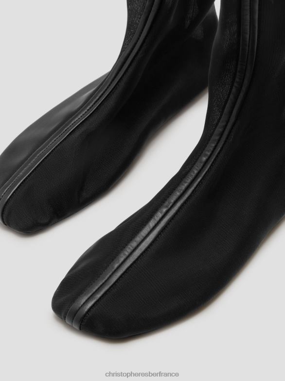 botte en maille transparente 4680H199 noir chaussure Christopher Esber