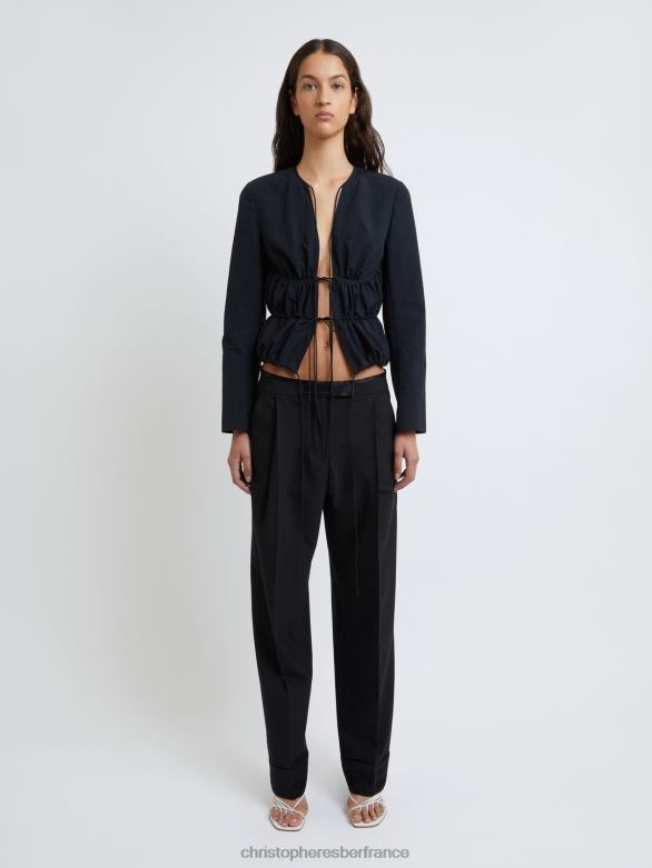 Calero, haut noué sur le devant 4680H113 noir vêtements Christopher Esber