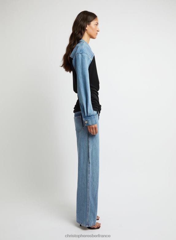 chemise à ceinture en jean déstructurée 4680H122 noir vêtements Christopher Esber