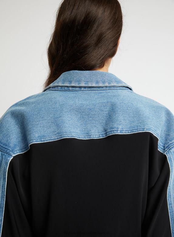 chemise à ceinture en jean déstructurée 4680H122 noir vêtements Christopher Esber