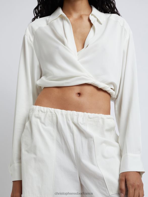 chemise courte cache-cœur 4680H117 blanc vêtements Christopher Esber