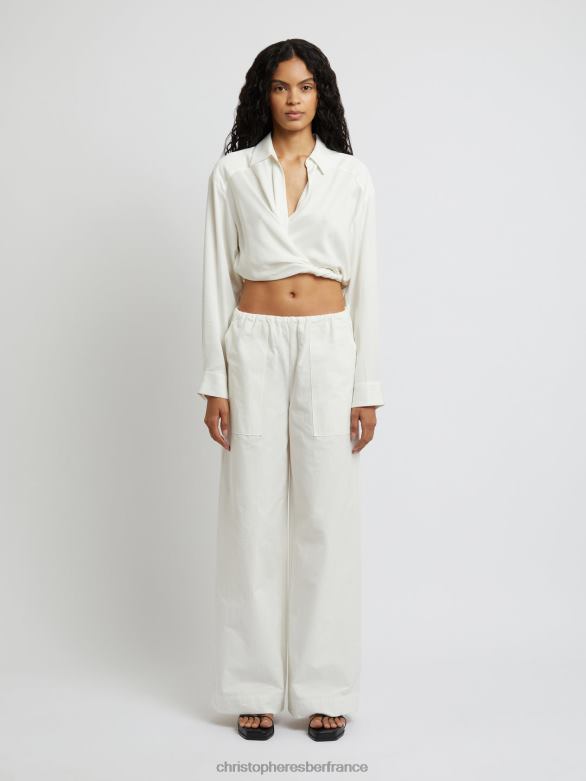 chemise courte cache-cœur 4680H117 blanc vêtements Christopher Esber