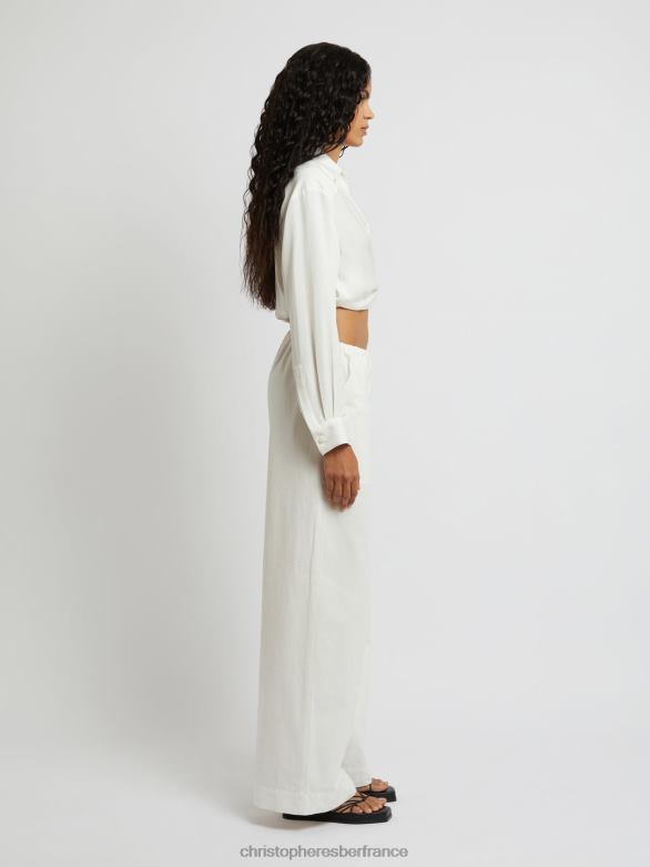 chemise courte cache-cœur 4680H117 blanc vêtements Christopher Esber