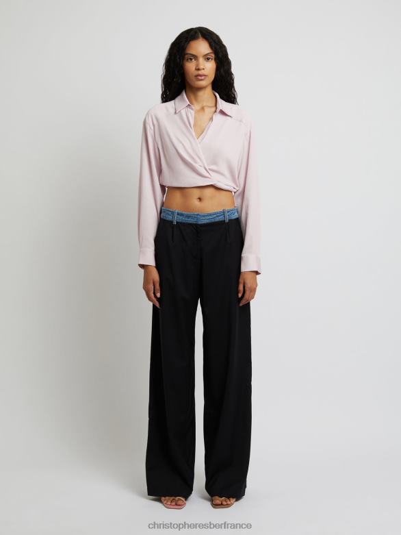 chemise courte cache-cœur 4680H118 rose/quartz vêtements Christopher Esber