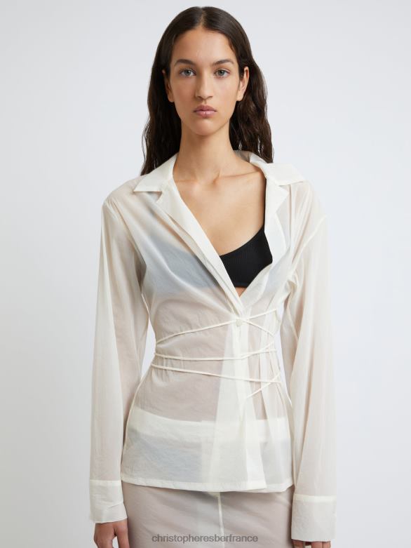 chemise transparente nouée sur le devant 4680H110 blanc vêtements Christopher Esber