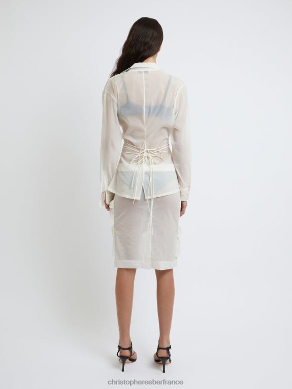 chemise transparente nouée sur le devant 4680H110 blanc vêtements Christopher Esber