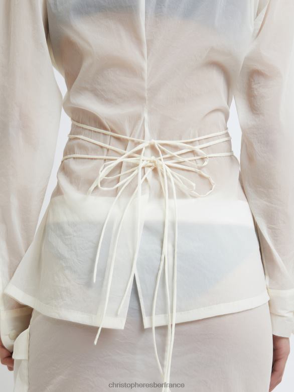 chemise transparente nouée sur le devant 4680H110 blanc vêtements Christopher Esber