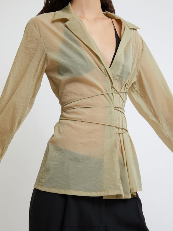 chemise transparente nouée sur le devant 4680H111 taupe vêtements Christopher Esber