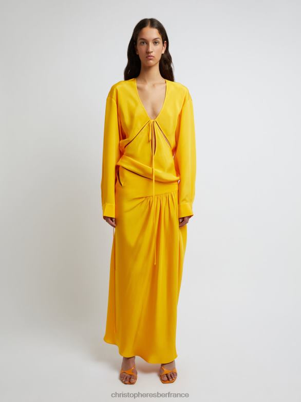 chemise triquetra nouée sur le devant 4680H102 mangue vêtements Christopher Esber