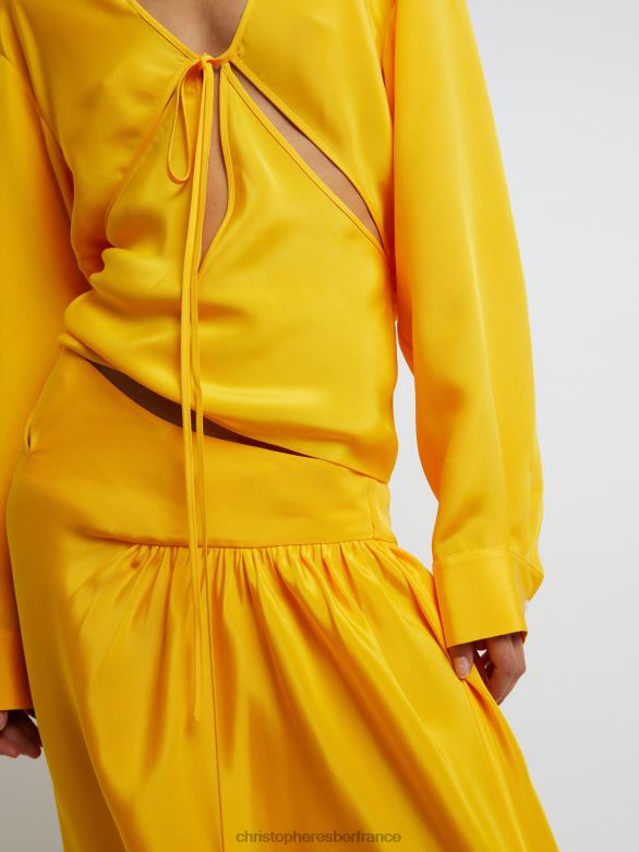 chemise triquetra nouée sur le devant 4680H102 mangue vêtements Christopher Esber