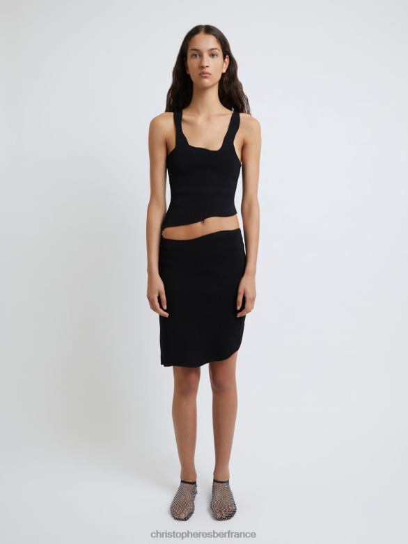 débardeur côtelé à bord cerclé 4680H84 noir vêtements Christopher Esber