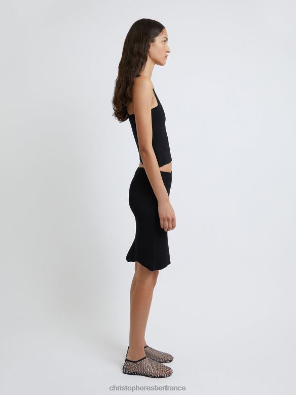 débardeur côtelé à bord cerclé 4680H84 noir vêtements Christopher Esber