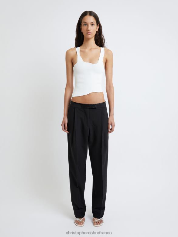 débardeur côtelé à bord cerclé 4680H85 blanc vêtements Christopher Esber