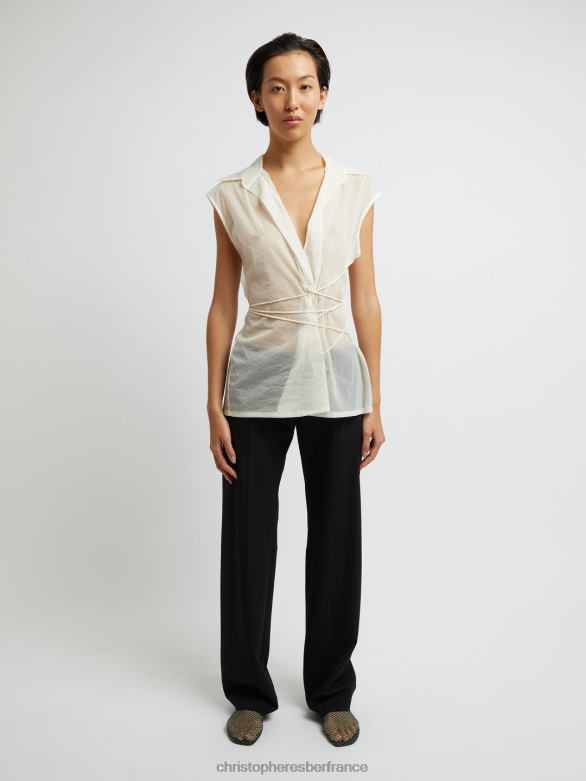 débardeur à lien de marée 4680H109 blanc vêtements Christopher Esber