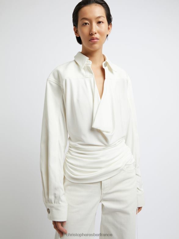 déconstruire la chemise en jean avec ceinture de smoking 4680H165 naturel vêtements Christopher Esber