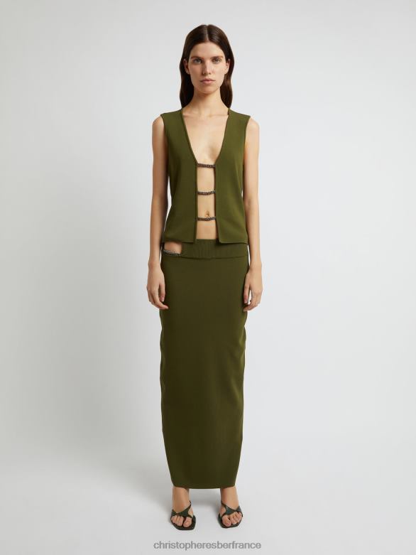 dessus en treillis cristallin 4680H98 algue vêtements Christopher Esber