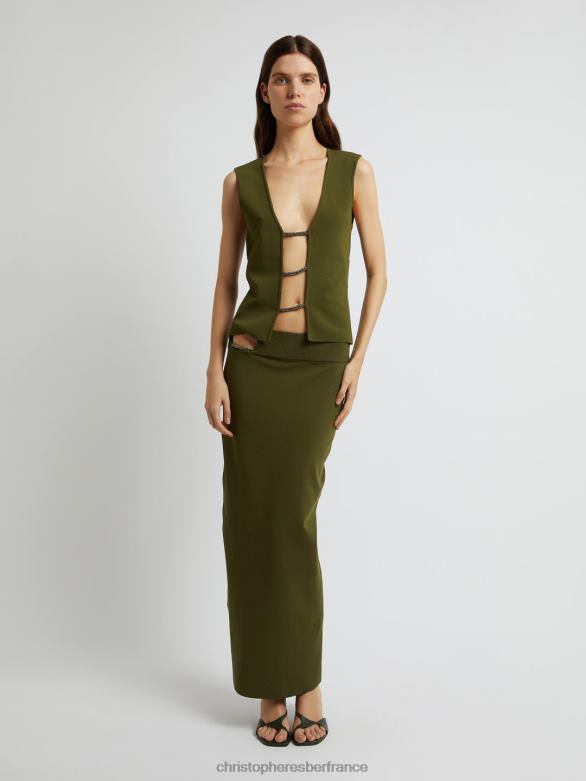 dessus en treillis cristallin 4680H98 algue vêtements Christopher Esber