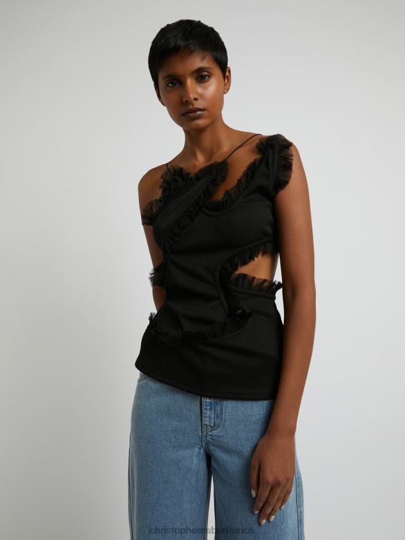 haut noué carina 4680H121 noir vêtements Christopher Esber