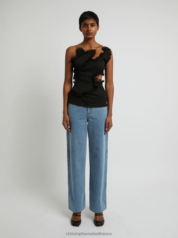 haut noué carina 4680H121 noir vêtements Christopher Esber