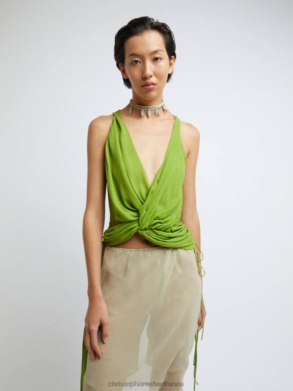 haut à ressorts en soie 4680H97 tige vêtements Christopher Esber