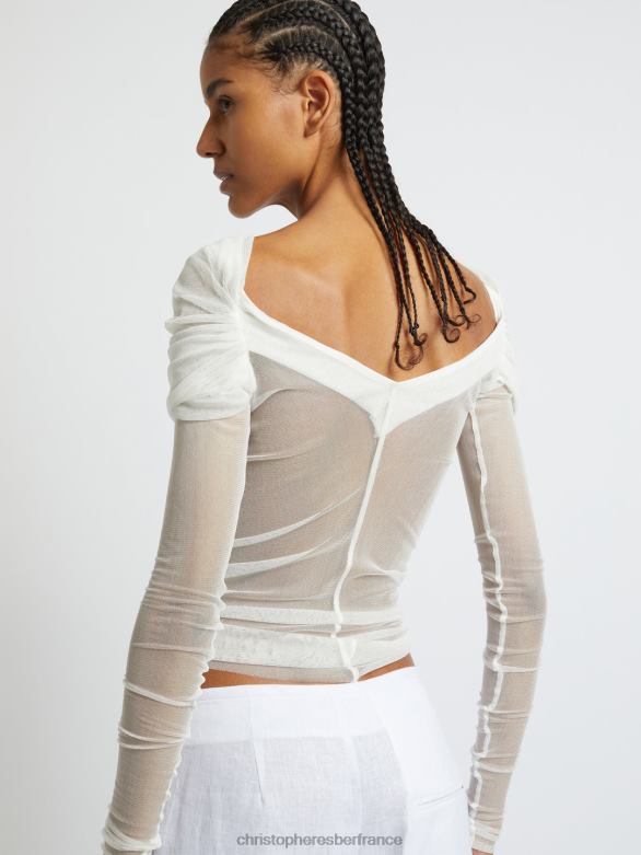haut voilé 4680H105 blanc vêtements Christopher Esber