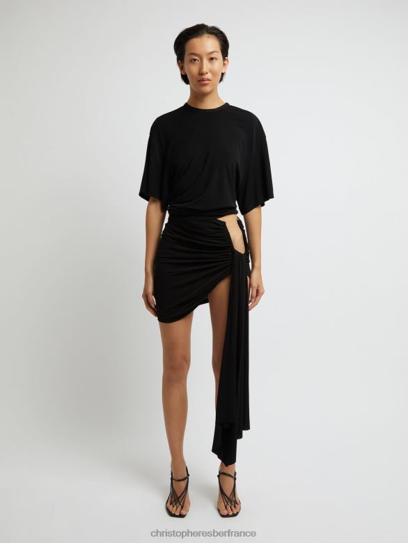 t-shirt à taille cagoule 4680H115 noir vêtements Christopher Esber