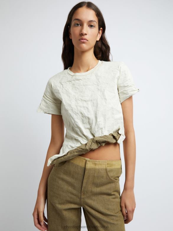 tee-shirt écrasé nacré 4680H91 mastic vêtements Christopher Esber