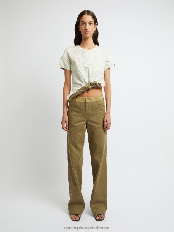 tee-shirt écrasé nacré 4680H91 mastic vêtements Christopher Esber