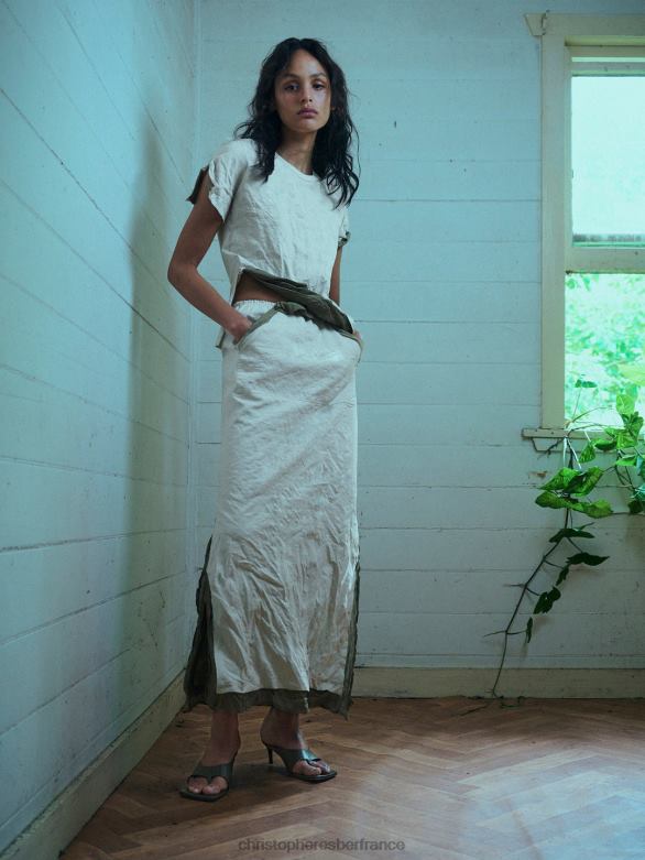 tee-shirt écrasé nacré 4680H91 mastic vêtements Christopher Esber