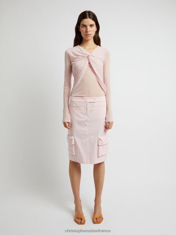 trochiatide - haut torsadé à manches longues 4680H100 crayeux/rose vêtements Christopher Esber