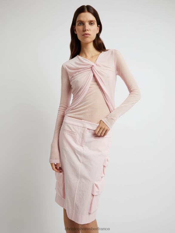 trochiatide - haut torsadé à manches longues 4680H100 crayeux/rose vêtements Christopher Esber