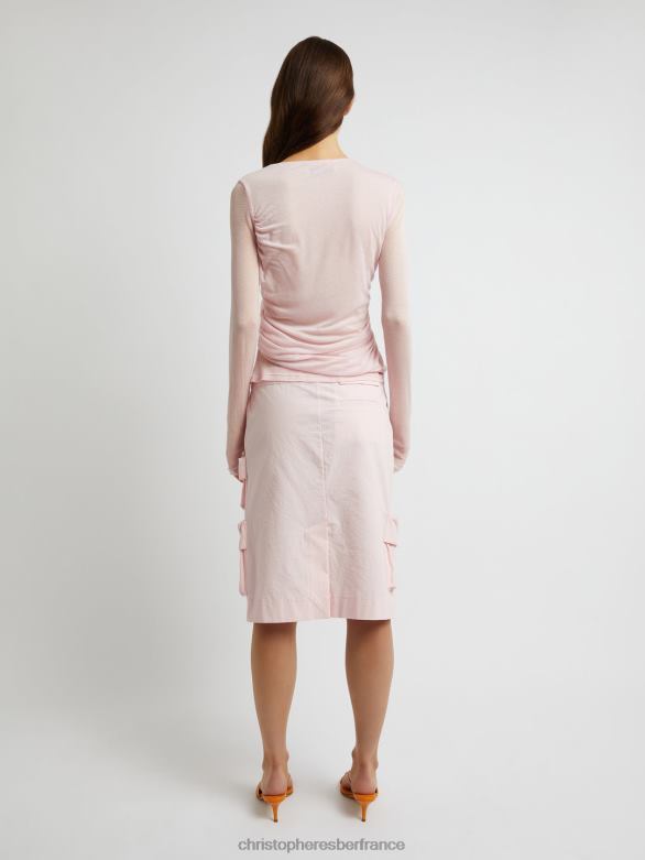 trochiatide - haut torsadé à manches longues 4680H100 crayeux/rose vêtements Christopher Esber