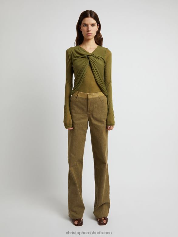 trochiatide - haut torsadé à manches longues 4680H101 kaki vêtements Christopher Esber
