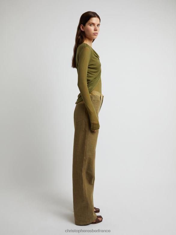 trochiatide - haut torsadé à manches longues 4680H101 kaki vêtements Christopher Esber