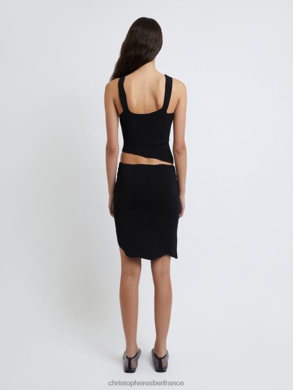 jupe côtelée à bords cerclés 4680H148 noir vêtements Christopher Esber