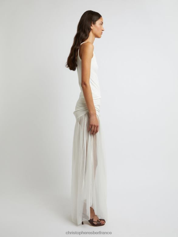 jupe en tulle froncée 4680H151 blanc vêtements Christopher Esber