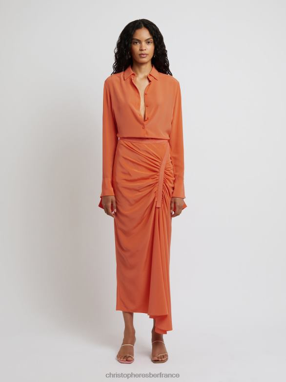 jupe froncée inclinée 4680H158 Valence vêtements Christopher Esber