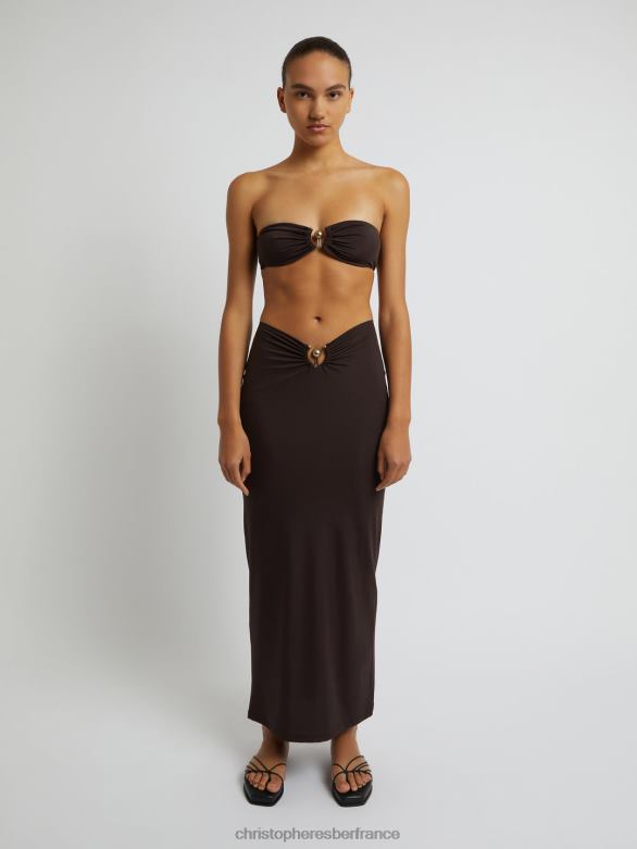 jupe froncée orbit 4680H154 chocolat vêtements Christopher Esber