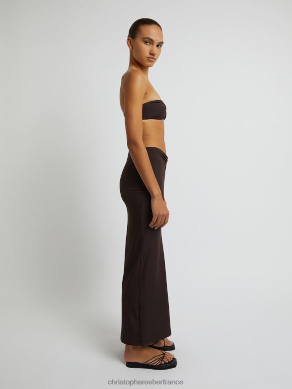 jupe froncée orbit 4680H154 chocolat vêtements Christopher Esber