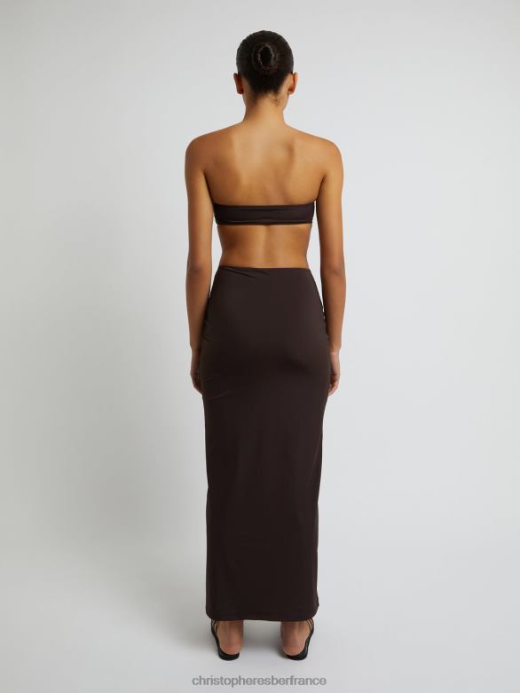 jupe froncée orbit 4680H154 chocolat vêtements Christopher Esber