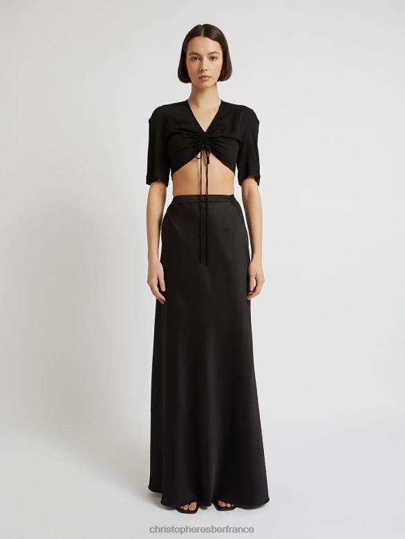 jupe longue en biais avec poche sur le devant 4680H159 noir vêtements Christopher Esber