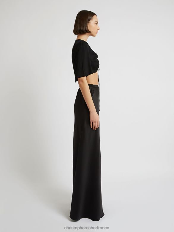 jupe longue en biais avec poche sur le devant 4680H159 noir vêtements Christopher Esber