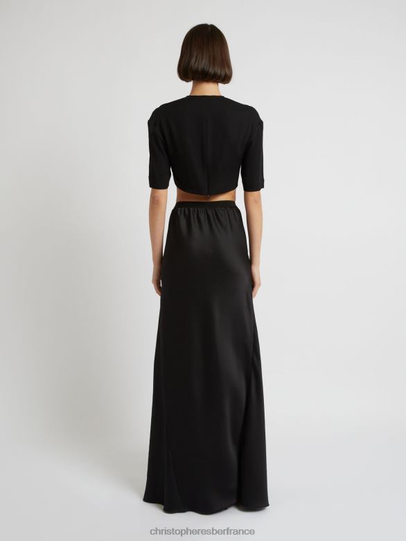 jupe longue en biais avec poche sur le devant 4680H159 noir vêtements Christopher Esber