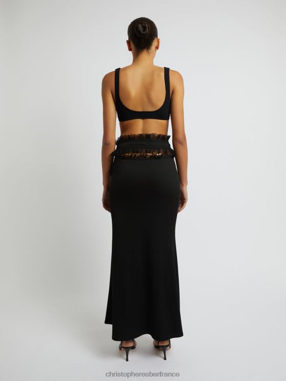 jupe mi-longue carina 4680H160 noir vêtements Christopher Esber