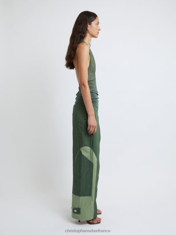 pantalon cocosolo bicolore 4680H130 bouteille verte vêtements Christopher Esber