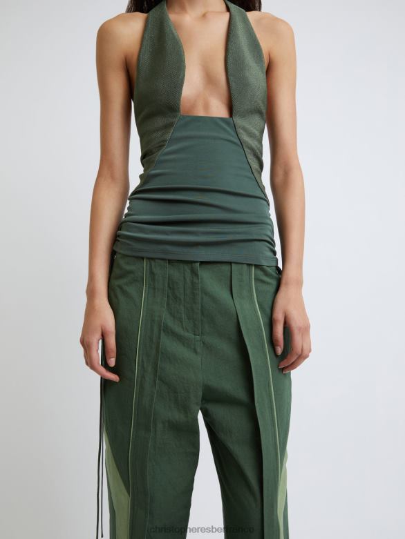 pantalon cocosolo bicolore 4680H130 bouteille verte vêtements Christopher Esber