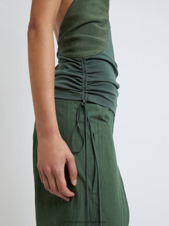 pantalon cocosolo bicolore 4680H130 bouteille verte vêtements Christopher Esber