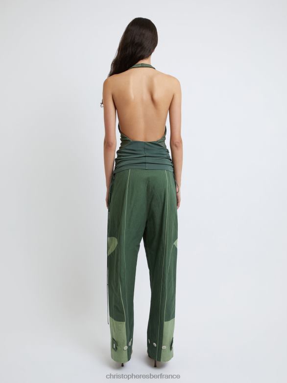 pantalon cocosolo bicolore 4680H130 bouteille verte vêtements Christopher Esber