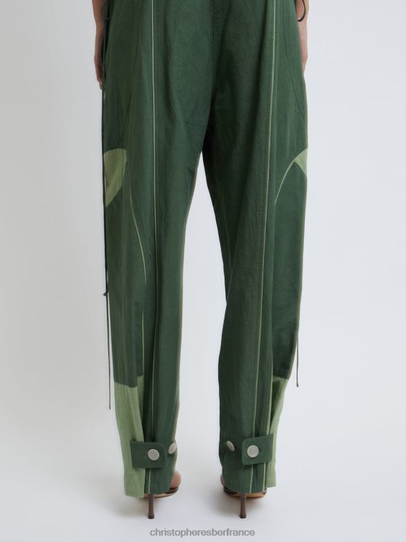 pantalon cocosolo bicolore 4680H130 bouteille verte vêtements Christopher Esber